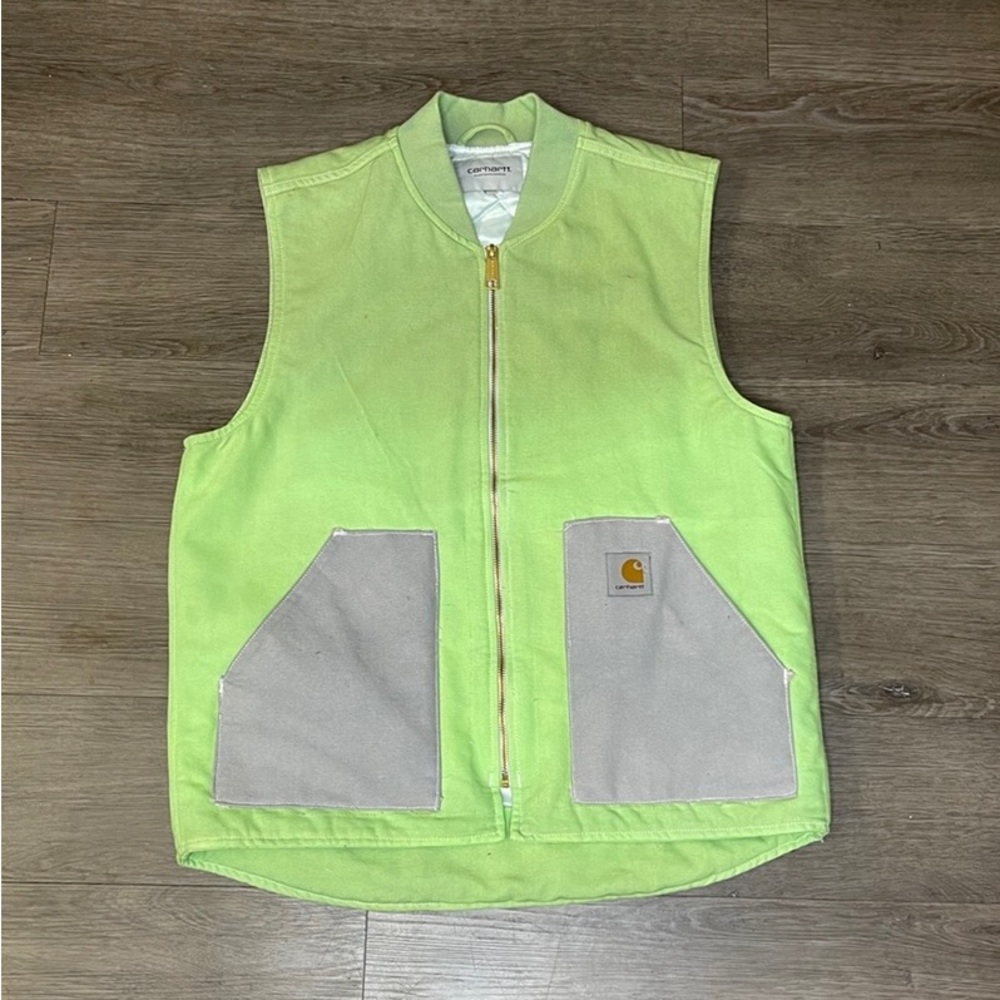 Carhartt Wip size large reworked lime green/grey pockets
